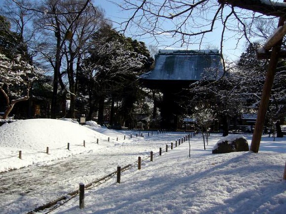 雪の中庭と仁王門